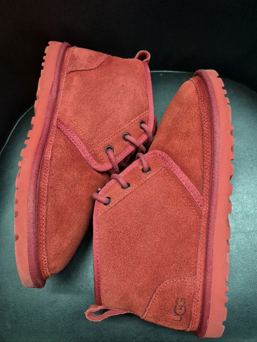 UGG Red Suede Lace-Up Ankle Boots - Picture 4 of 7
